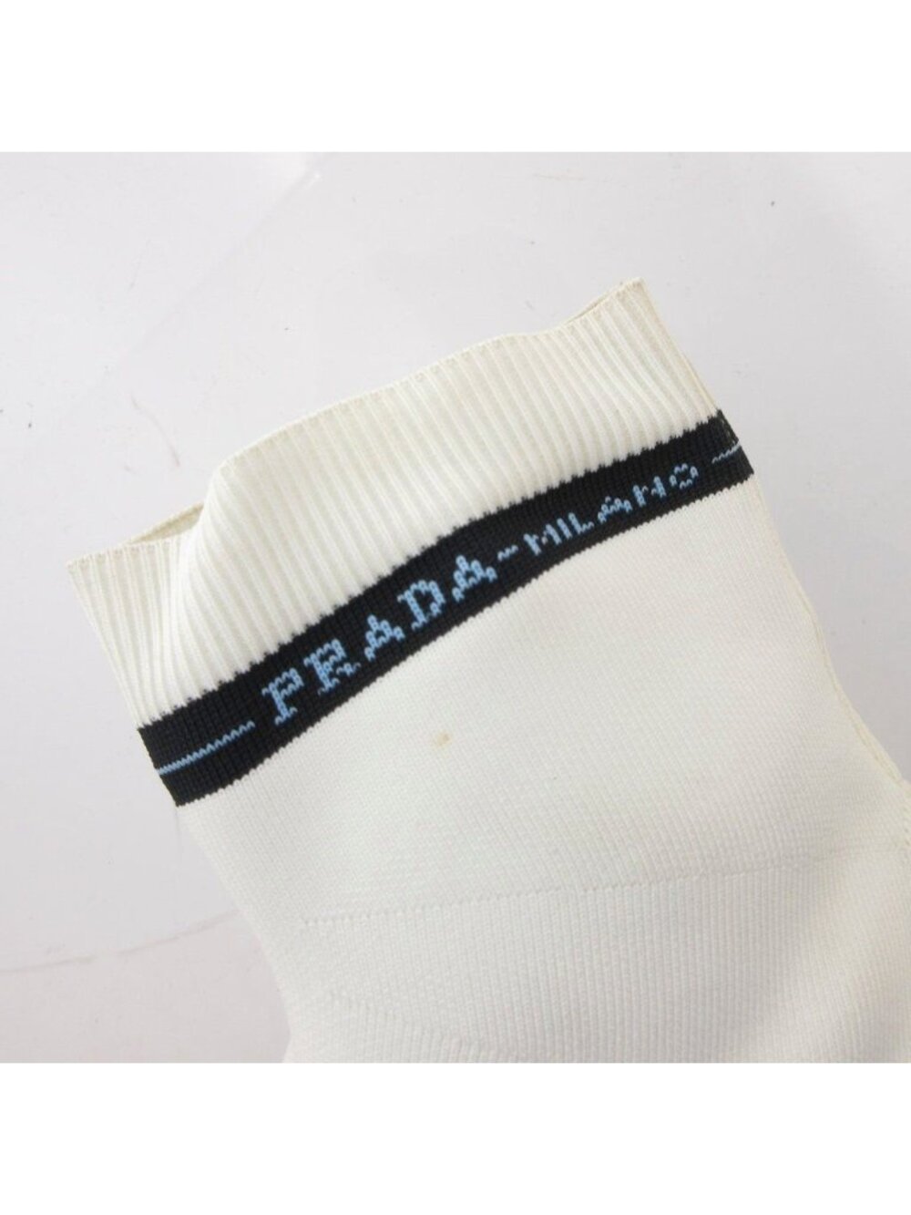 Prada Socks Sneakers Shoes High Cut Logo 36.5 White - Picture 8 of 9
